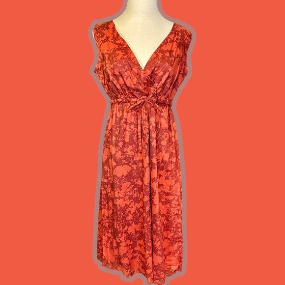NWT Eddie Bauer ‘Drawstring Waist Faux Wrap Dress’ in “Bittersweet” Orange Sz 8 - Picture 1 of 12